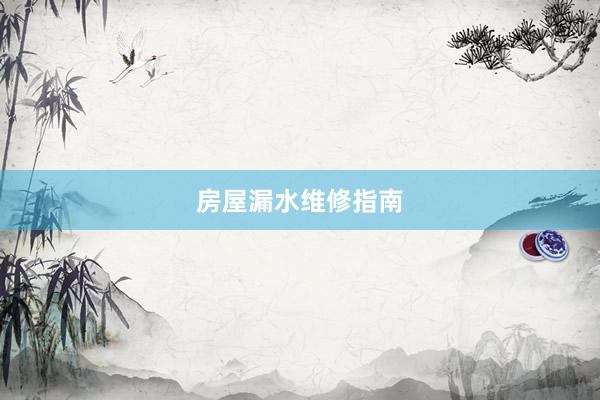 房屋漏水维修指南
